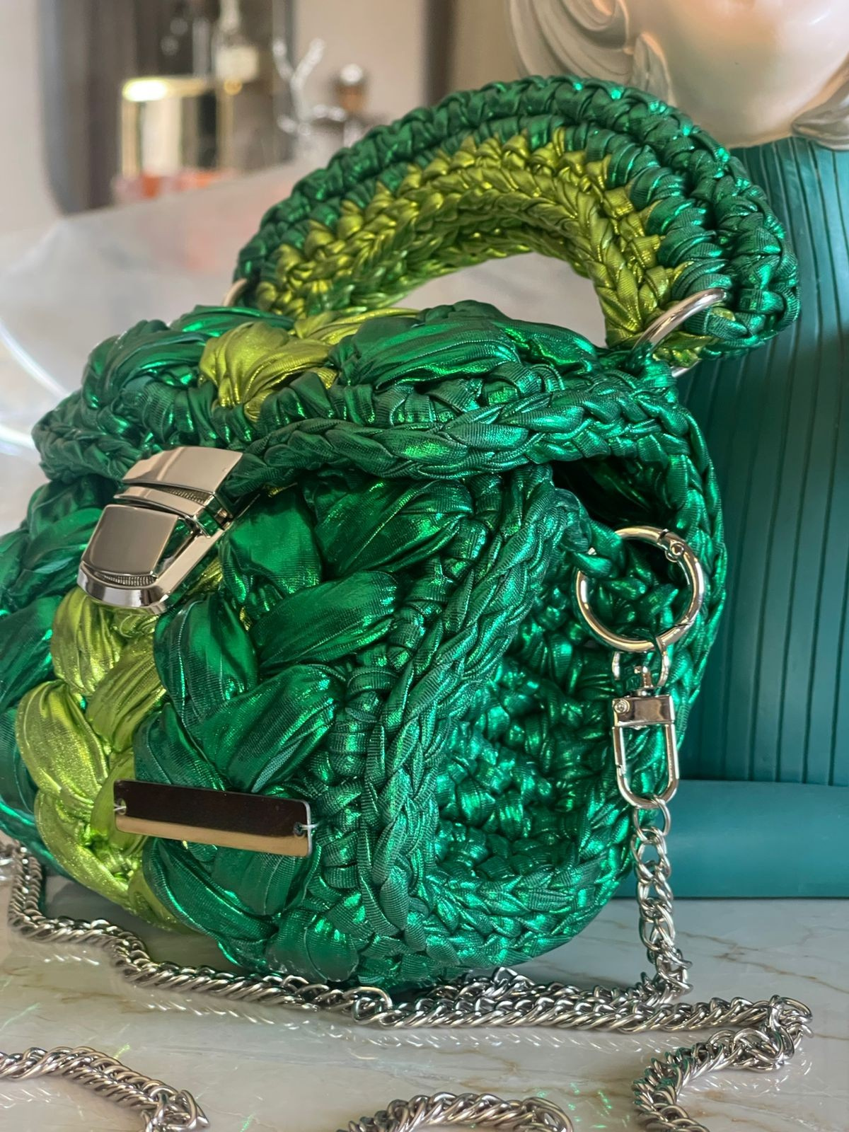 Teal Braid Bag