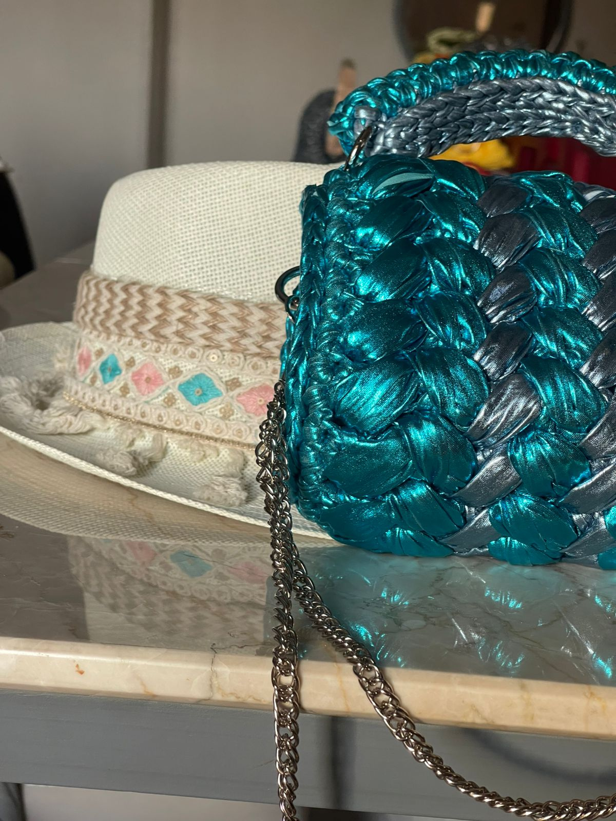Teal Braid Bag