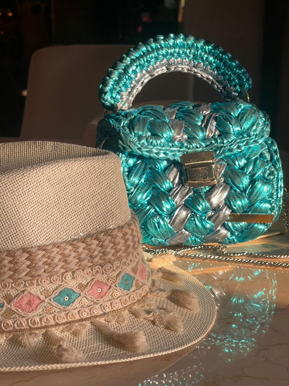 Teal Braid Bag