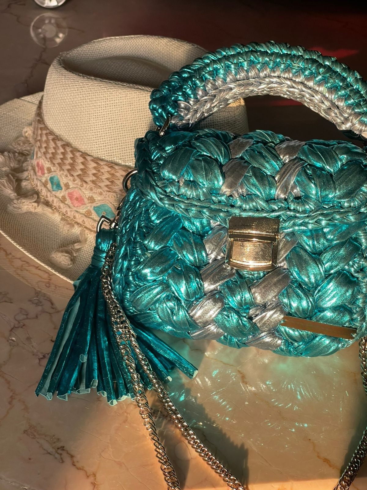 Teal Braid Bag