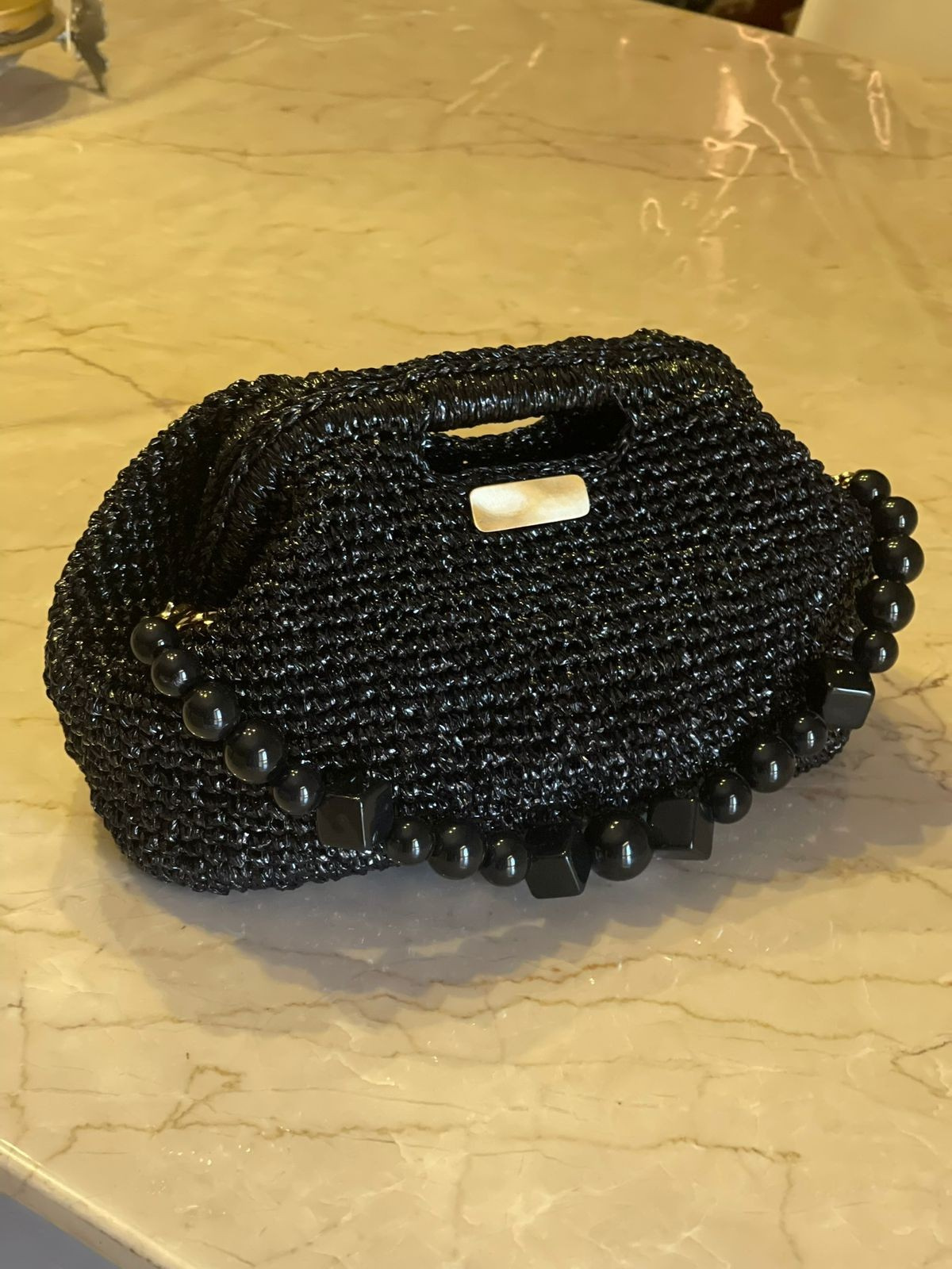 Onyx Raffia Bag